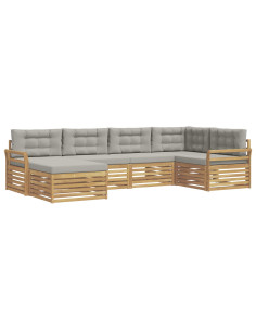 Set di divani da esterno 6 pcs Bianco e Grigio Chiaro 2