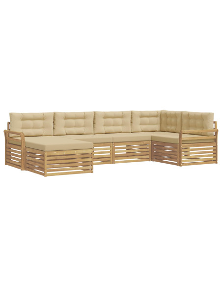 Set di divani da esterno 6 pcs Bianco e Beige