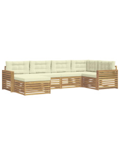 Set di divani da esterno 6 pcs Bianco e Crema 2