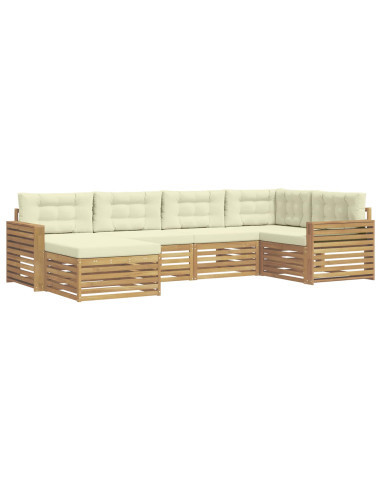 Set di divani da esterno 6 pcs Bianco e Crema