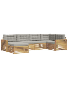 Set di divani da esterno 6 pcs Bianco e Grigio Chiaro 2