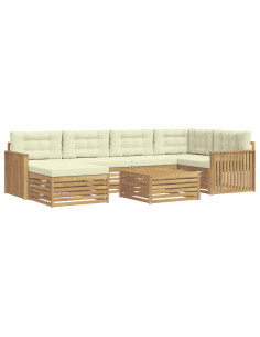Set di divani da esterno con cuscino 7 pcs Bianco e Crema 2