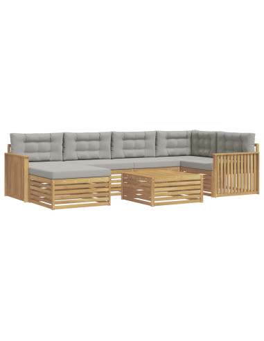 Set di divani da esterno 7 pcs Bianco e Grigio Chiaro