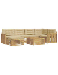 Set di divani da esterno con cuscino 7 pcs Bianco e Beige 2