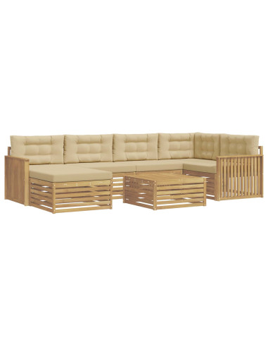 Set di divani da esterno con cuscino 7 pcs Bianco e Beige