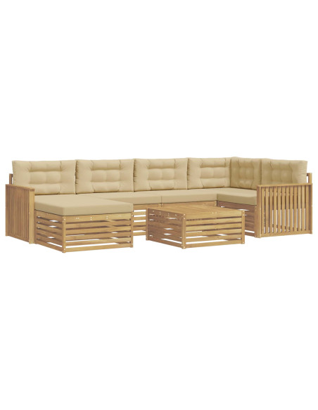 Set di divani da esterno con cuscino 7 pcs Bianco e Beige