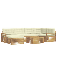 Set di divani da esterno con cuscino 7 pcs Bianco e Crema 2