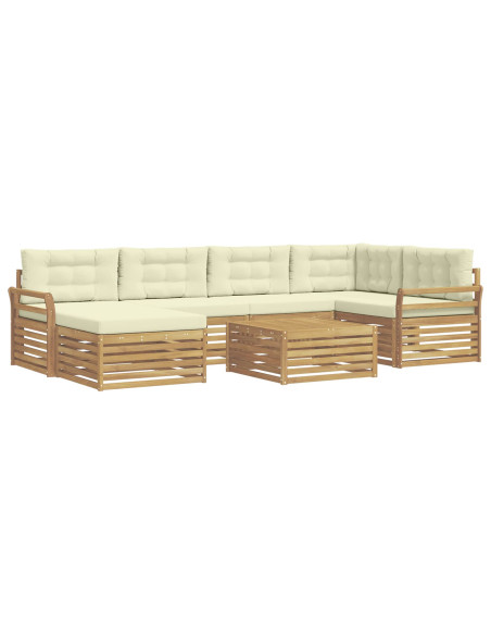 Set di divani da esterno con cuscino 7 pcs Bianco e Crema
