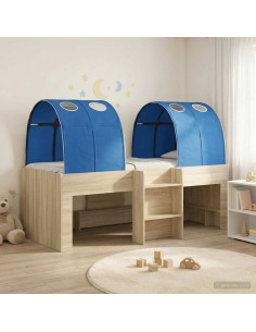 Letto Alto per Bambini con Tunnel 3 pz Rovere Sonoma e Blu