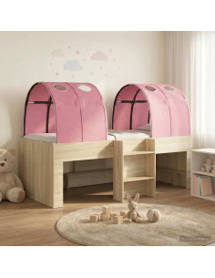 Letto Alto per Bambini con Tunnel Rovere Sonoma e Rosa