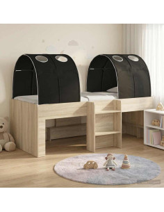 Letto Alto per Bambini con Tunnel 3 pz Rovere Sonoma e Nero
