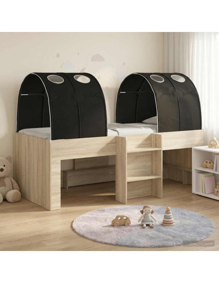 Letto Alto per Bambini con Tunnel 3 pz Rovere Sonoma e Nero