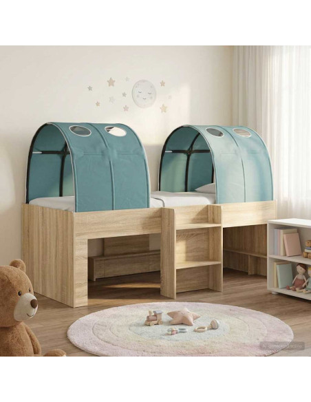 Letto con Tunnel 3 pz Rovere Sonoma e Azzurro