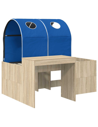 Letto con Tunnel 3 pz Rovere Artigianale e Blu