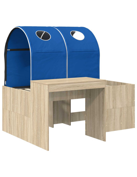 Letto con Tunnel 3 pz Rovere Artigianale e Blu