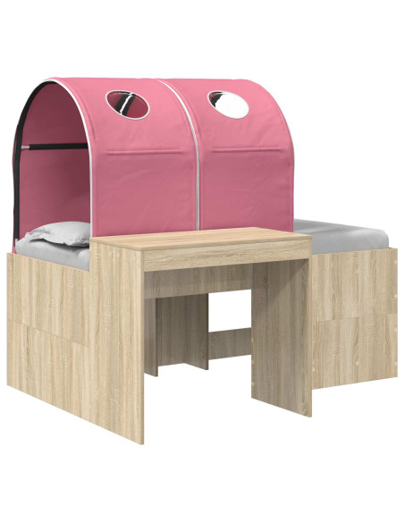 Letto con Tunnel 3 pz Rovere Artigianale e Rosa