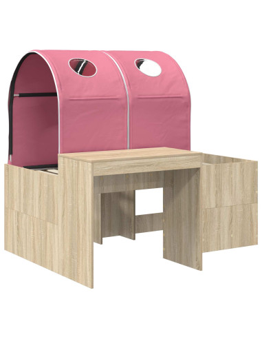Letto con Tunnel 3 pz Rovere Artigianale e Rosa