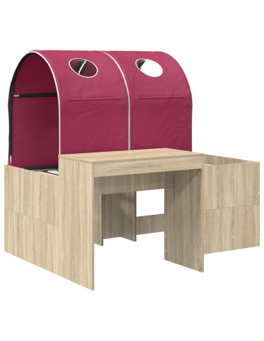 Letto con Tunnel 3 pz Rovere Artigianale e Rosso