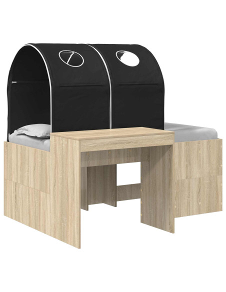 Letto con Tunnel 3 pz Rovere Artigianale e Nero
