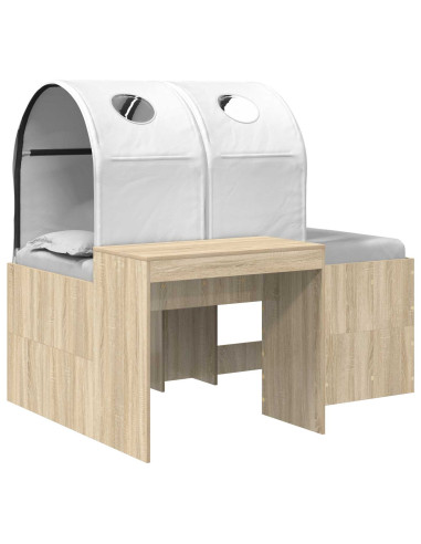 Letto con Tunnel 3 pz Rovere Artigianale e Bianco