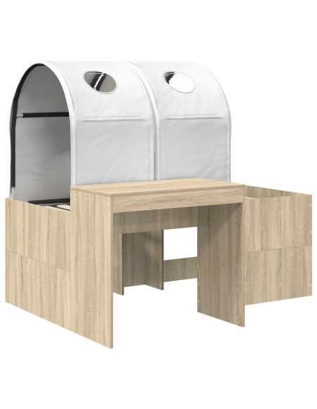 Letto con Tunnel 3 pz Rovere Artigianale e Bianco