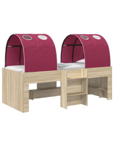 Letto Alto per Bambini con Tunnel 3 pz Rovere Sonoma e Rosso 2
