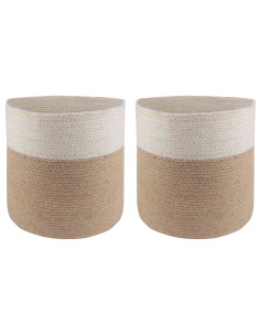 Set di Vasi per Piante 2 pcs Naturale e Bianco Ø 28 x 28 cm