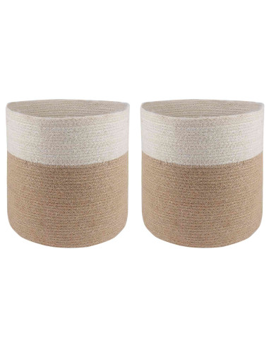 Set di Vasi per Piante 2 pcs Naturale e Bianco Ø 28 x 28 cm