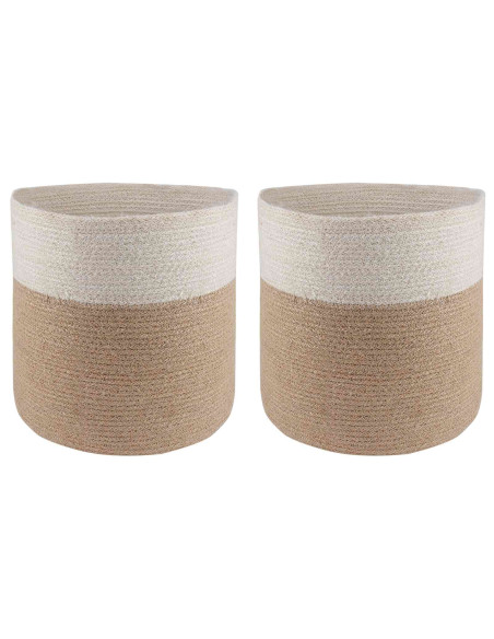 Set di Vasi per Piante 2 pcs Naturale e Bianco Ø 28 x 28 cm