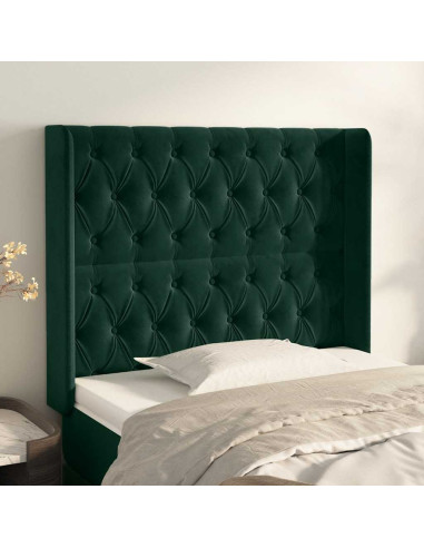 Testiera ad Orecchio Verde Scuro 93x16x118/128 cm in Velluto