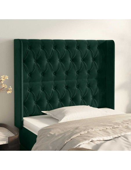 Testiera ad Orecchio Verde Scuro 93x16x118/128 cm in Velluto