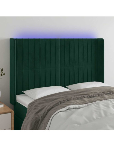 Testiera a LED Verde Scuro 147x16x118/128 cm in Velluto