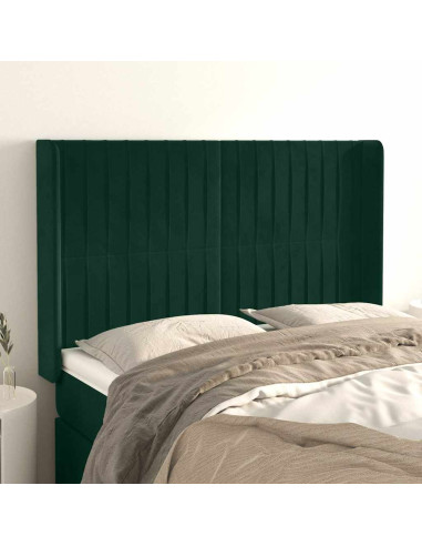 Testiera ad Orecchio Verde Scuro 147x23x118/128cm in Velluto
