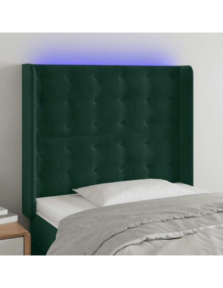 Testiera a LED Verde Scuro 93x16x118/128 cm in Velluto