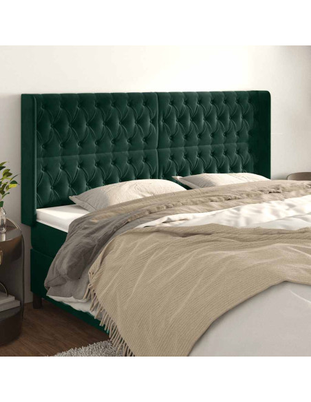 Testiera ad Orecchio Verde Scuro 183x16x118/128 cm in Velluto