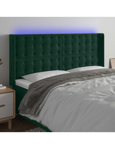 Testiera a LED Verde Scuro 183x16x118/128 cm in Velluto