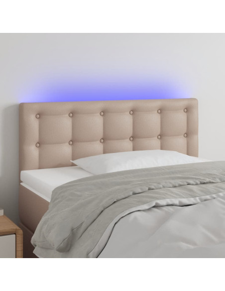 Testiera Cappuccino a LED 90x5x78/88 cm in Similpelle