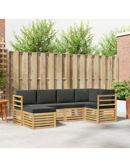 Set di divani da esterno 6 pcs Bianco e Antracite Poliestere