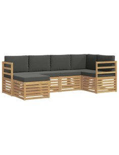 Set di divani da esterno 6 pcs Bianco e Antracite Poliestere 2