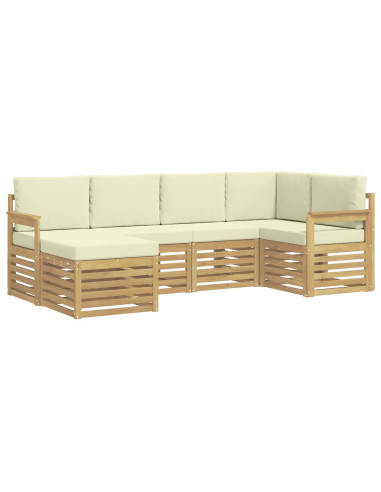Set di divani da esterno 6 pcs Bianco e Crema Poliestere