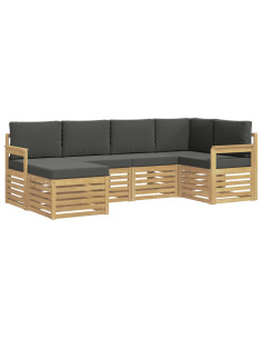 Set di divani da esterno 6 pcs Bianco e Antracite Poliestere 2