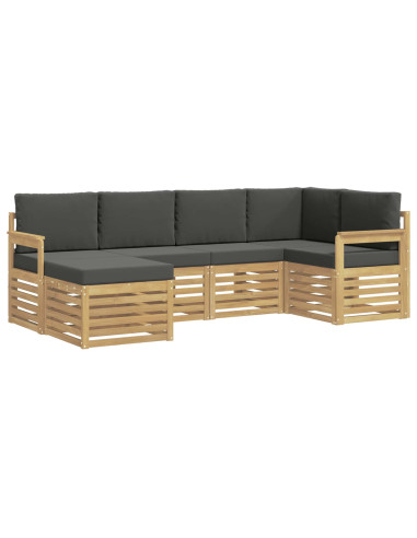 Set di divani da esterno 6 pcs Bianco e Antracite Poliestere