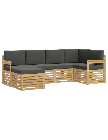 Set di divani da esterno 6 pcs Bianco e Antracite Poliestere