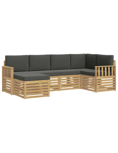 Set di divani da esterno 6 pcs Bianco e Antracite Poliestere