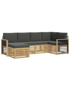 Set di divani da esterno 6 pcs Bianco e Antracite Poliestere 2