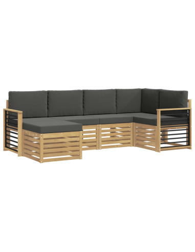 Set di divani da esterno 6 pcs Bianco e Antracite Poliestere