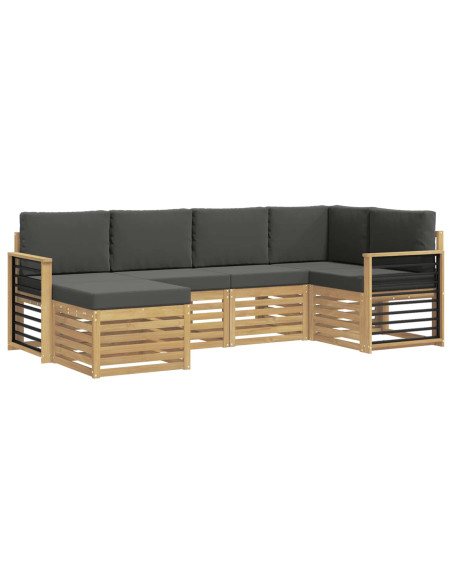 Set di divani da esterno 6 pcs Bianco e Antracite Poliestere