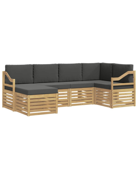 Set di divani da esterno 6 pcs Bianco e Antracite Poliestere