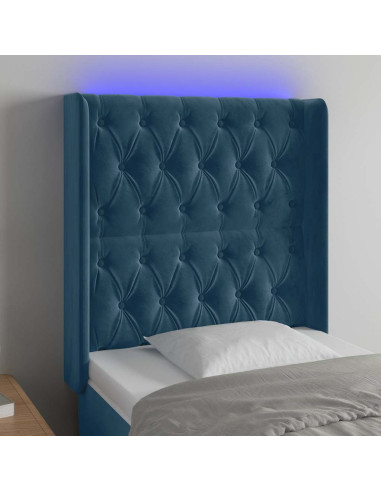 Testiera a LED Blu Scuro 83x16x118/128 cm in Velluto