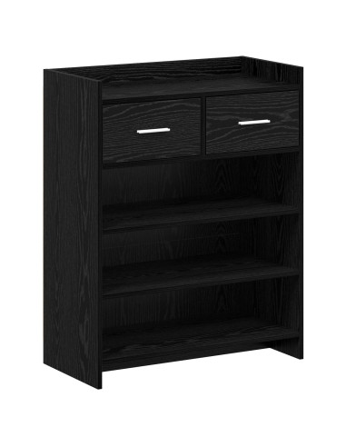 Mobile per scarpe con cassetto Rovere Nero 73,5 x 36 x 92 cm